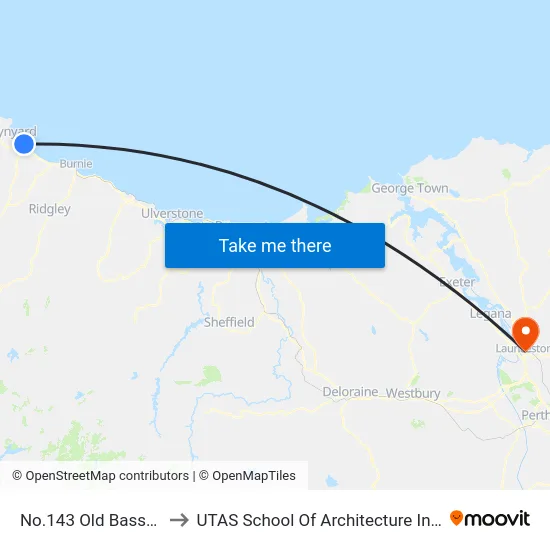 No.143 Old Bass Hwy to UTAS School Of Architecture Inveresk map