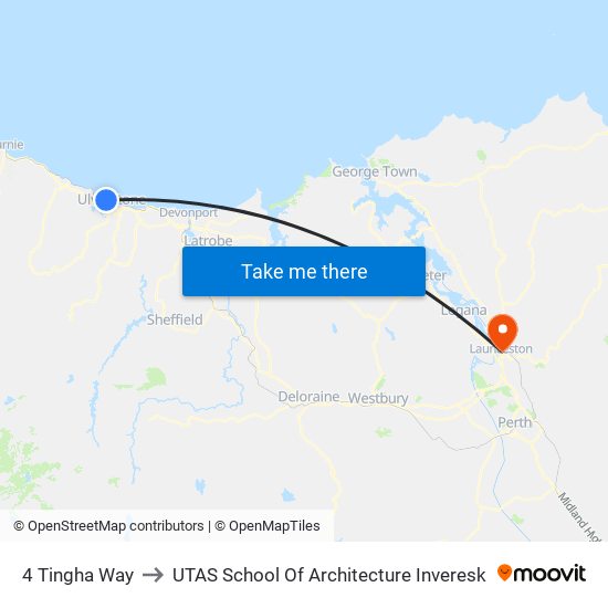 4 Tingha Way to UTAS School Of Architecture Inveresk map