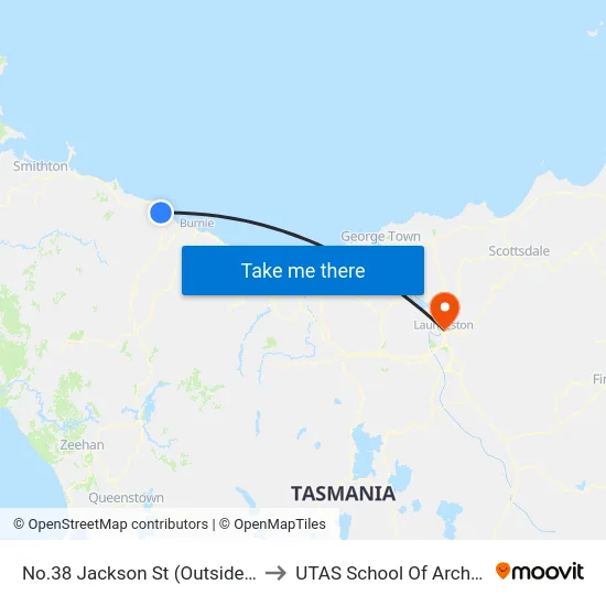 No.38 Jackson St (Outside Vincent Industries) to UTAS School Of Architecture Inveresk map