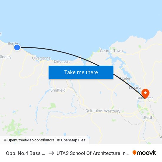 Opp. No.4 Bass Hwy to UTAS School Of Architecture Inveresk map