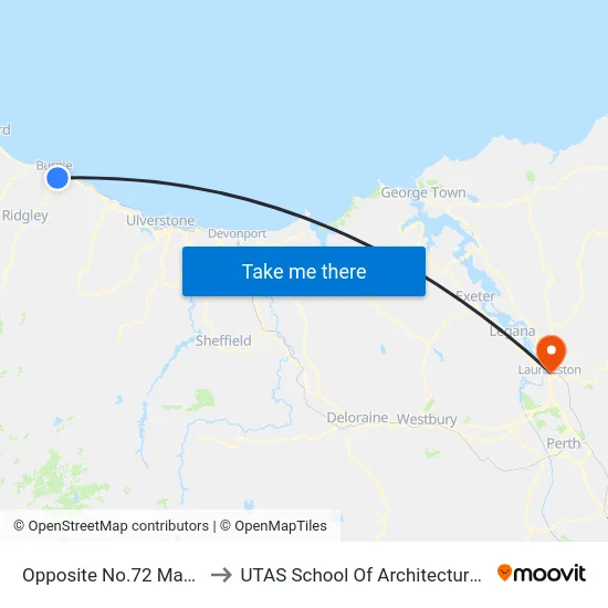 Opposite No.72 Marine Tce to UTAS School Of Architecture Inveresk map