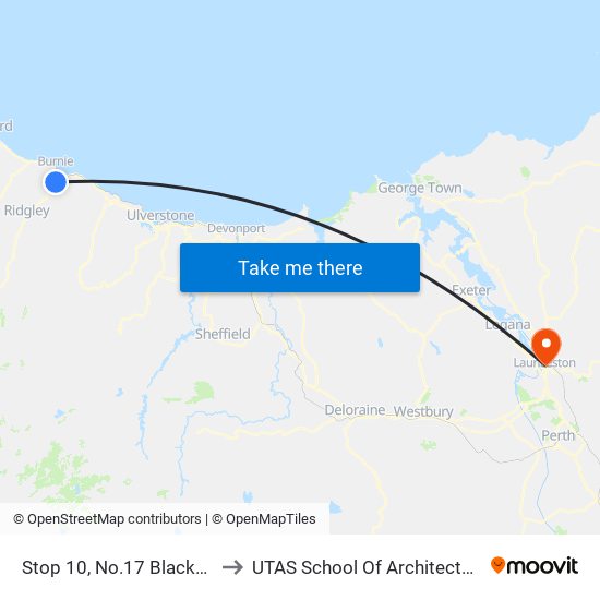 Stop 10, No.17 Blackwood Pde to UTAS School Of Architecture Inveresk map