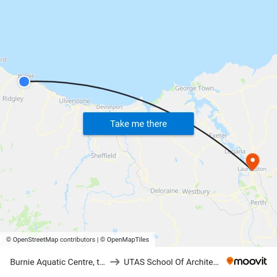 Burnie Aquatic Centre, the Boulevard to UTAS School Of Architecture Inveresk map