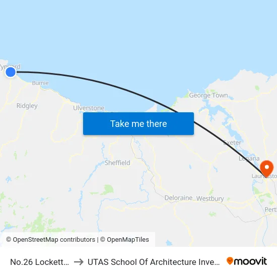 No.26 Lockett St to UTAS School Of Architecture Inveresk map
