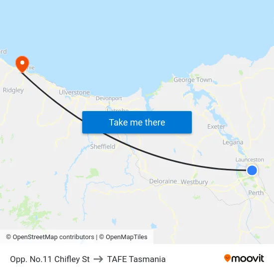 Opp. No.11 Chifley St to TAFE Tasmania map