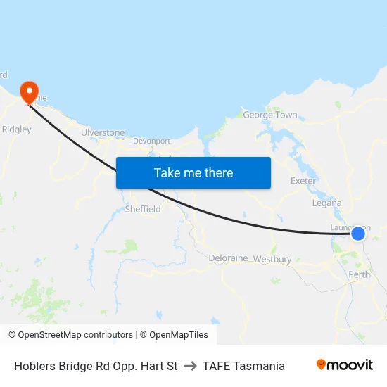 Hoblers Bridge Rd Opp. Hart St to TAFE Tasmania map