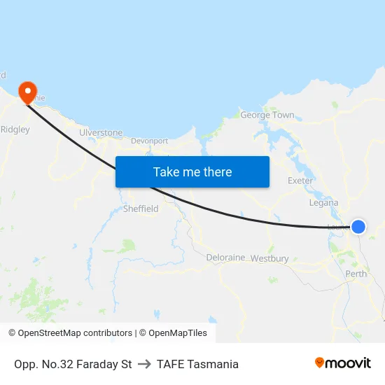 Opp. No.32 Faraday St to TAFE Tasmania map