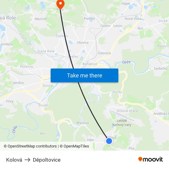 Kolová to Děpoltovice map