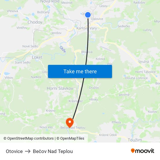 Otovice to Bečov Nad Teplou map