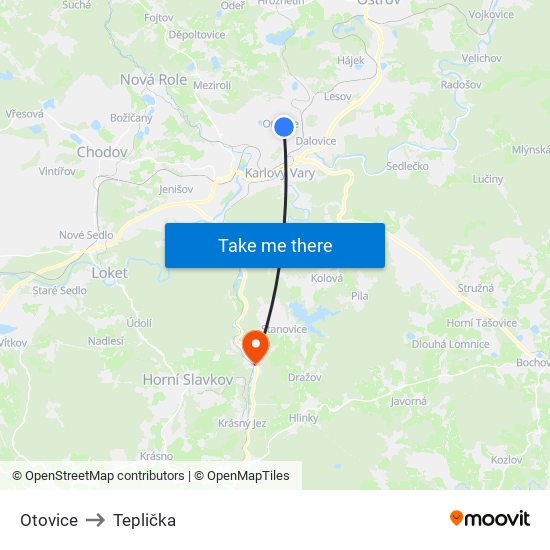 Otovice to Teplička map