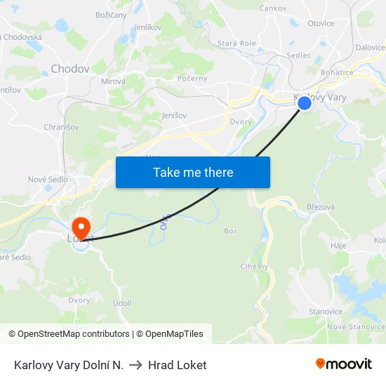 Karlovy Vary Dolní N. to Hrad Loket map