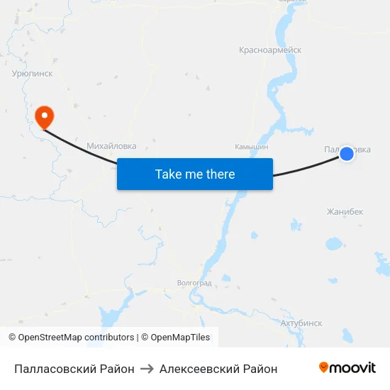 Палласовский Район to Алексеевский Район map