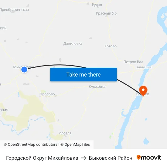 Городской Округ Михайловка to Быковский Район map