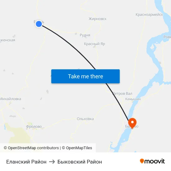 Еланский Район to Быковский Район map
