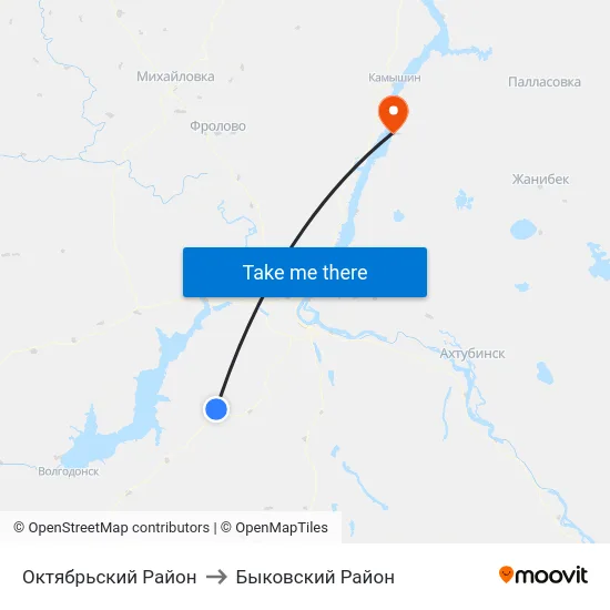 Октябрьский Район to Быковский Район map