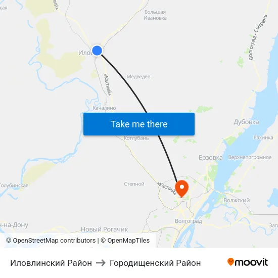 Иловлинский Район to Городищенский Район map