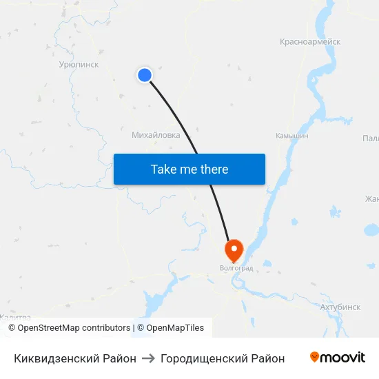 Киквидзенский Район to Городищенский Район map
