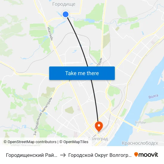 Городищенский Район to Городской Округ Волгоград map