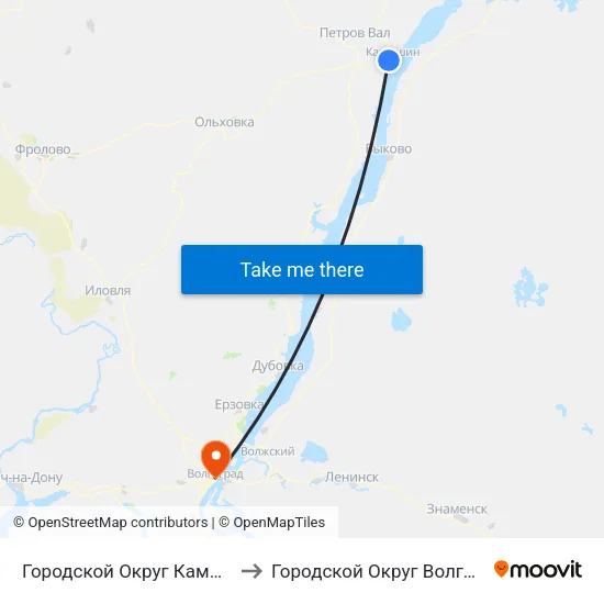 Городской Округ Камышин to Городской Округ Волгоград map