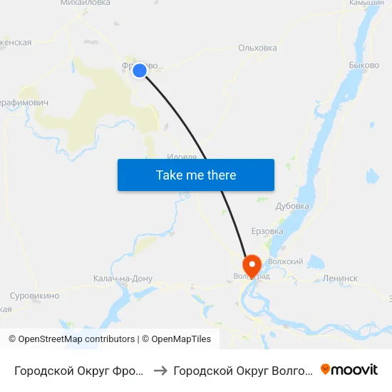 Городской Округ Фролово to Городской Округ Волгоград map