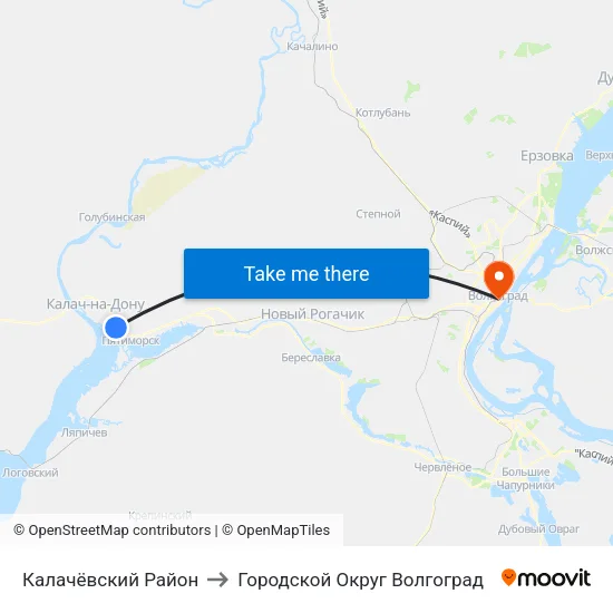 Калачёвский Район to Городской Округ Волгоград map