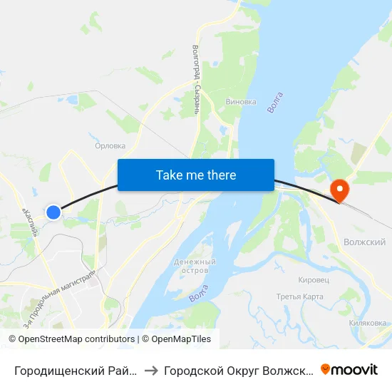 Городищенский Район to Городской Округ Волжский map
