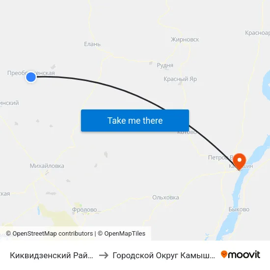 Киквидзенский Район to Городской Округ Камышин map
