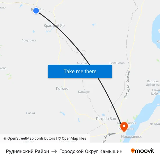 Руднянский Район to Городской Округ Камышин map