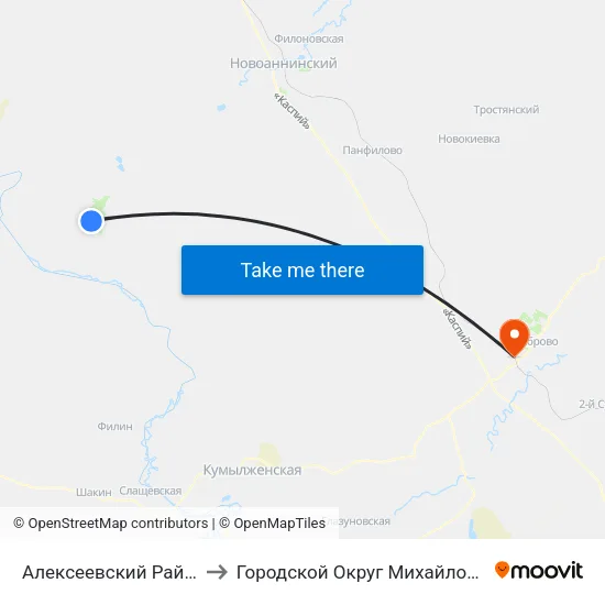 Алексеевский Район to Городской Округ Михайловка map