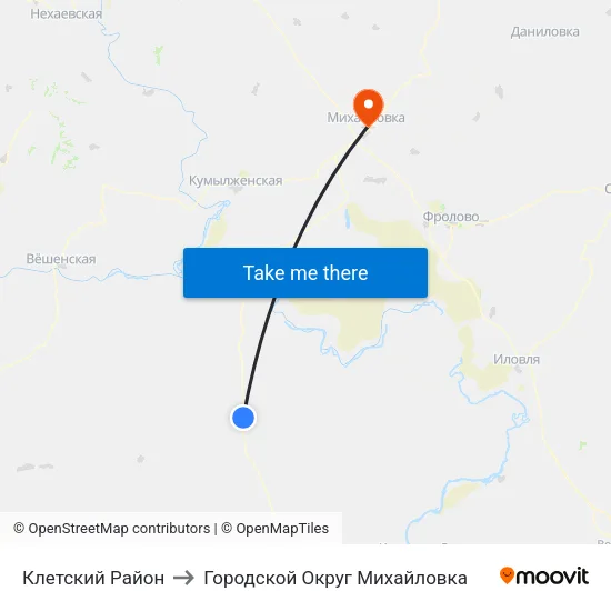 Клетский Район to Городской Округ Михайловка map