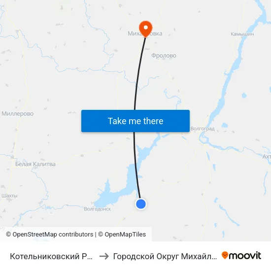 Котельниковский Район to Городской Округ Михайловка map