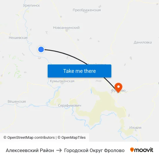 Алексеевский Район to Городской Округ Фролово map