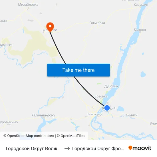 Городской Округ Волжский to Городской Округ Фролово map