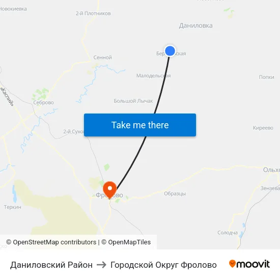 Даниловский Район to Городской Округ Фролово map