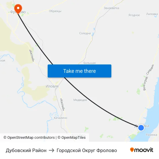 Дубовский Район to Городской Округ Фролово map
