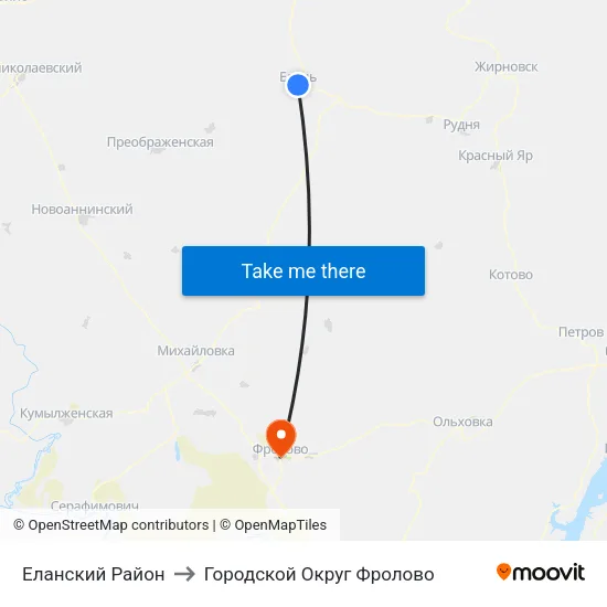 Еланский Район to Городской Округ Фролово map