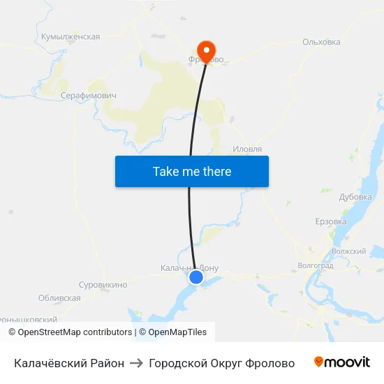 Калачёвский Район to Городской Округ Фролово map