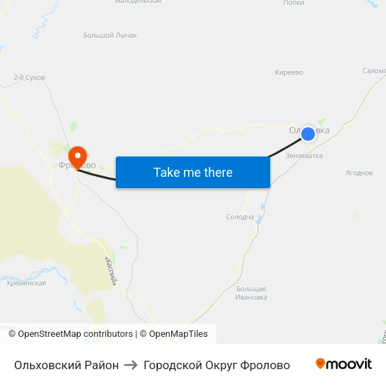 Ольховский Район to Городской Округ Фролово map