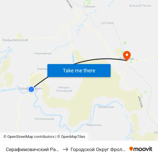 Серафимовичский Район to Городской Округ Фролово map