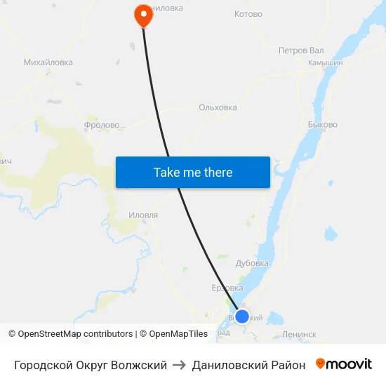 Городской Округ Волжский to Даниловский Район map
