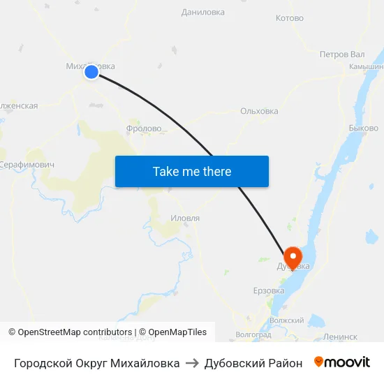 Городской Округ Михайловка to Дубовский Район map