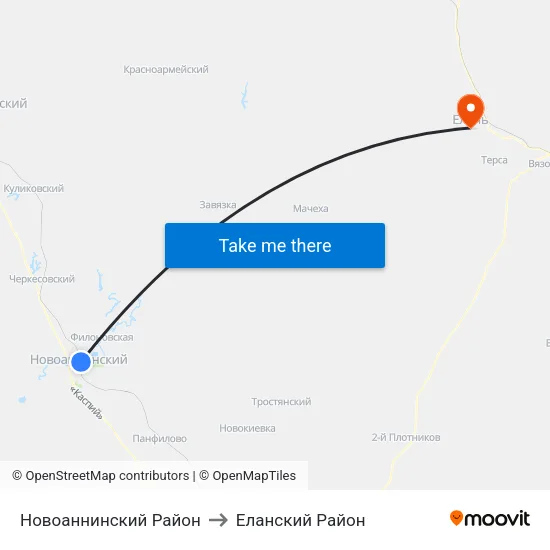 Новоаннинский Район to Еланский Район map