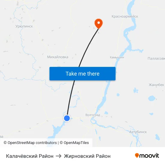 Калачёвский Район to Жирновский Район map