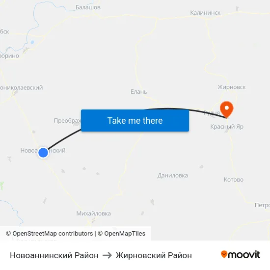 Новоаннинский Район to Жирновский Район map