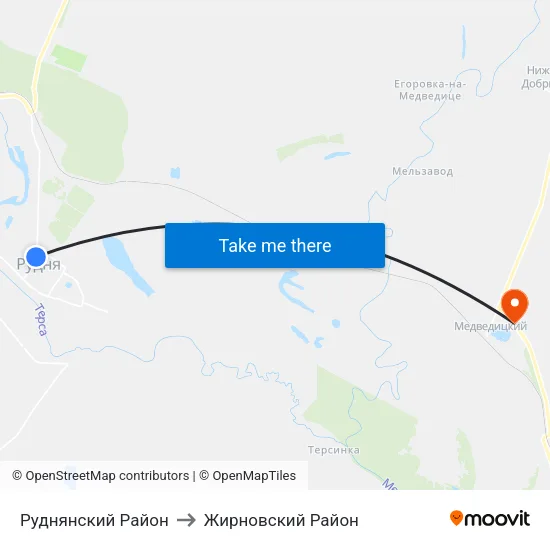 Руднянский Район to Жирновский Район map