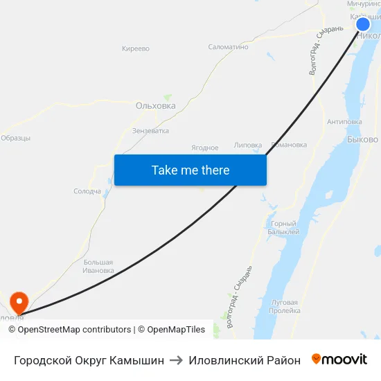 Городской Округ Камышин to Иловлинский Район map