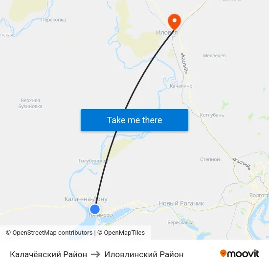 Калачёвский Район to Иловлинский Район map