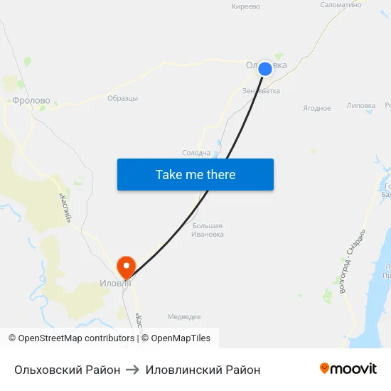 Ольховский Район to Иловлинский Район map