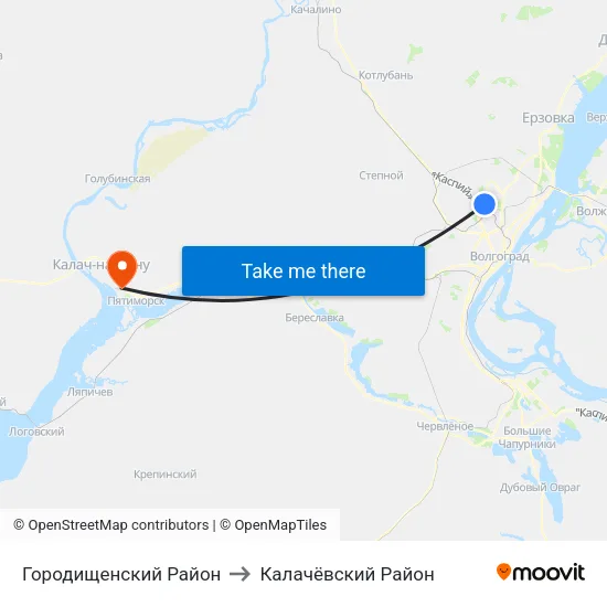 Городищенский Район to Калачёвский Район map
