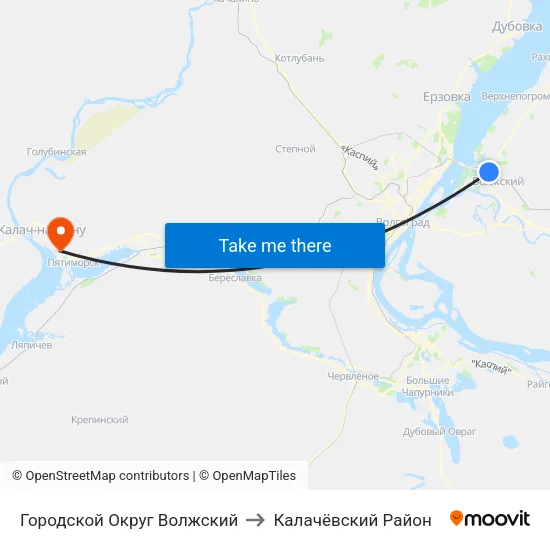 Городской Округ Волжский to Калачёвский Район map